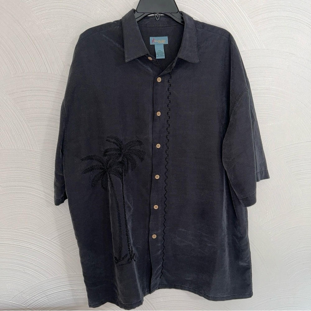 Kaylua Bay Mens Shirt XXL Black Hawaiian Short Sleeve